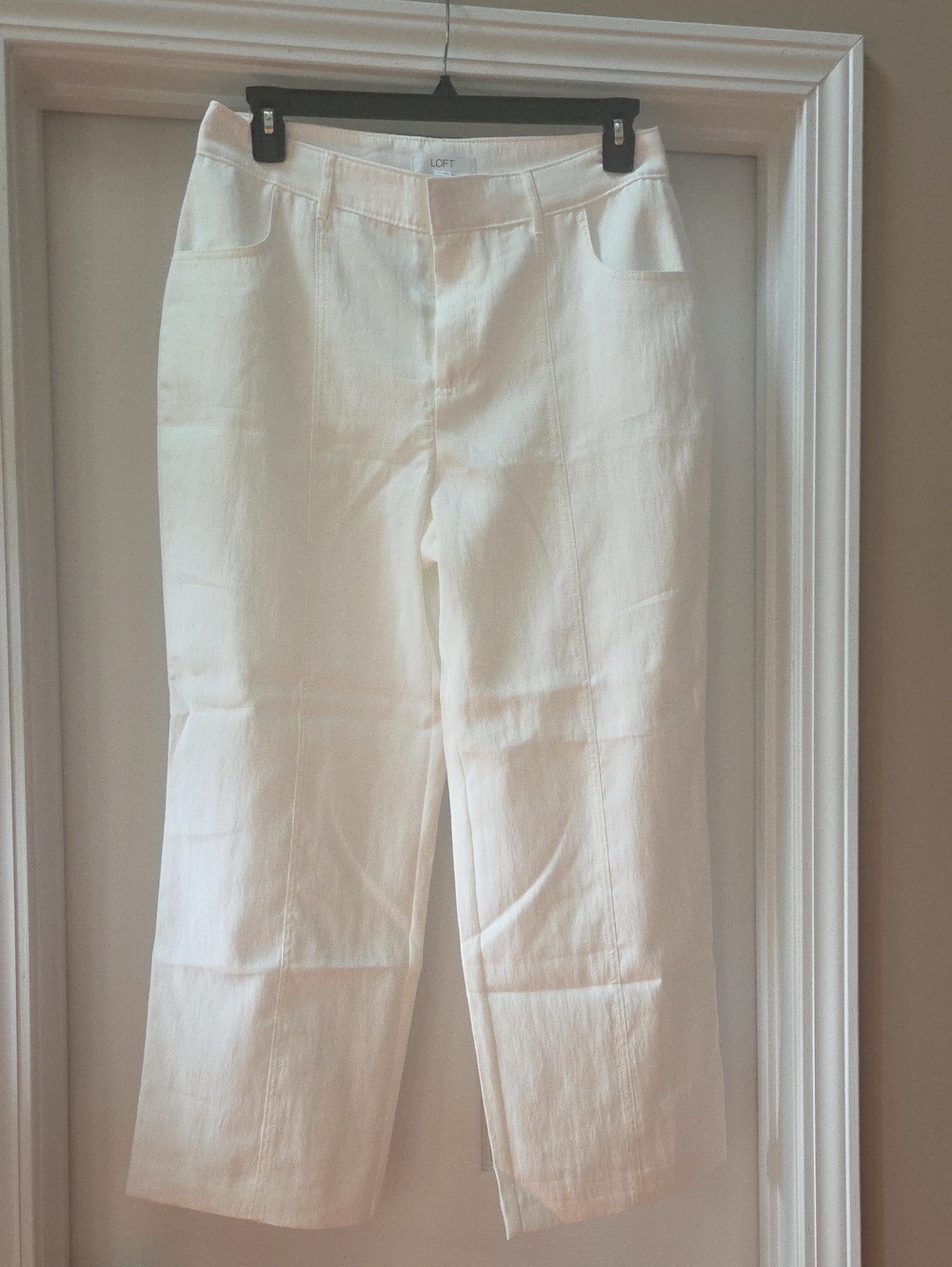 LOFT Winter White Wide-Leg Twill Pants